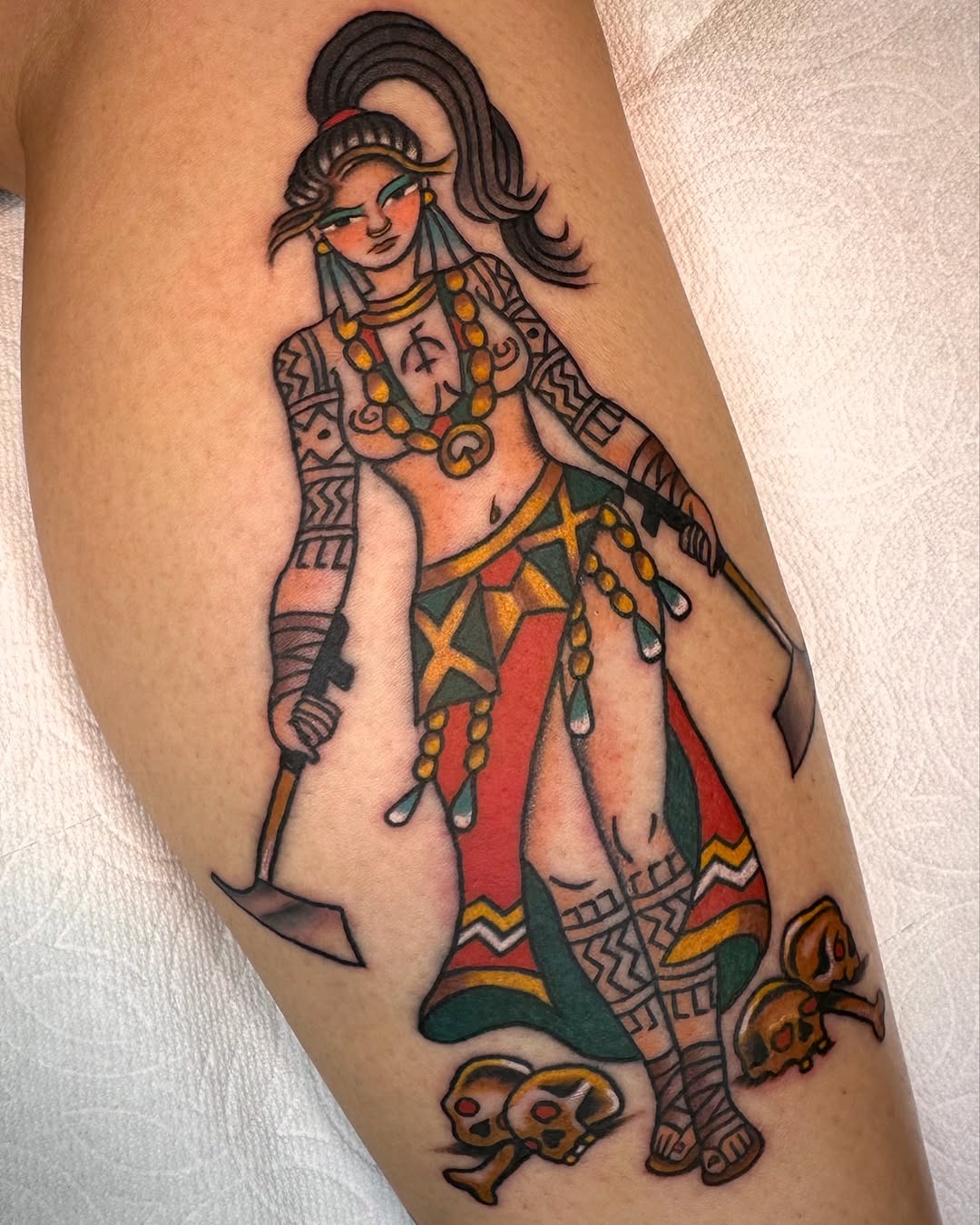 Filipino warrior goddess Lakambini tattoo on leg