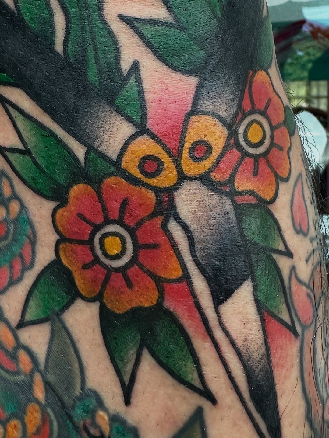 Traditional balisong butterfly knife tattoo