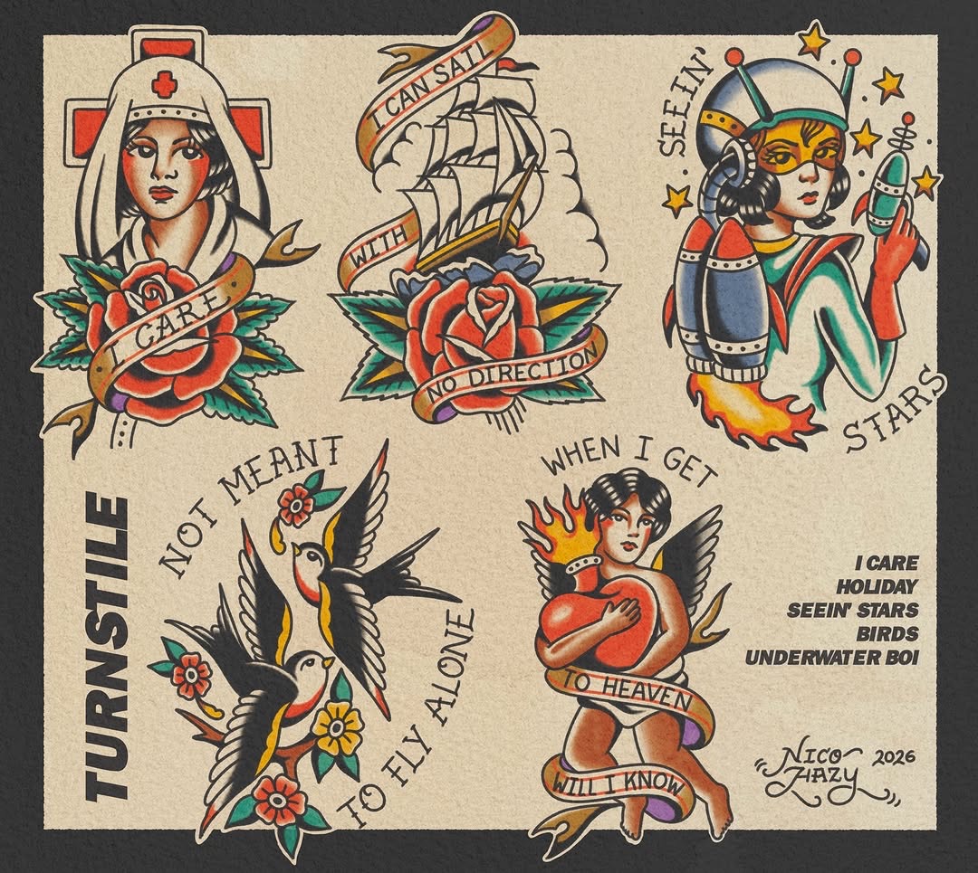 Turnstile album flash tattoo sheet by artist Nico Hazy at Good Hand Tattoo